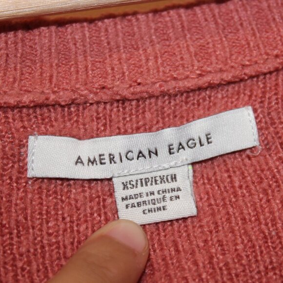 American Eagle V-Neck Button Down Cropped Cardigan Women's Size XS in Rust - Picture 10 of 10